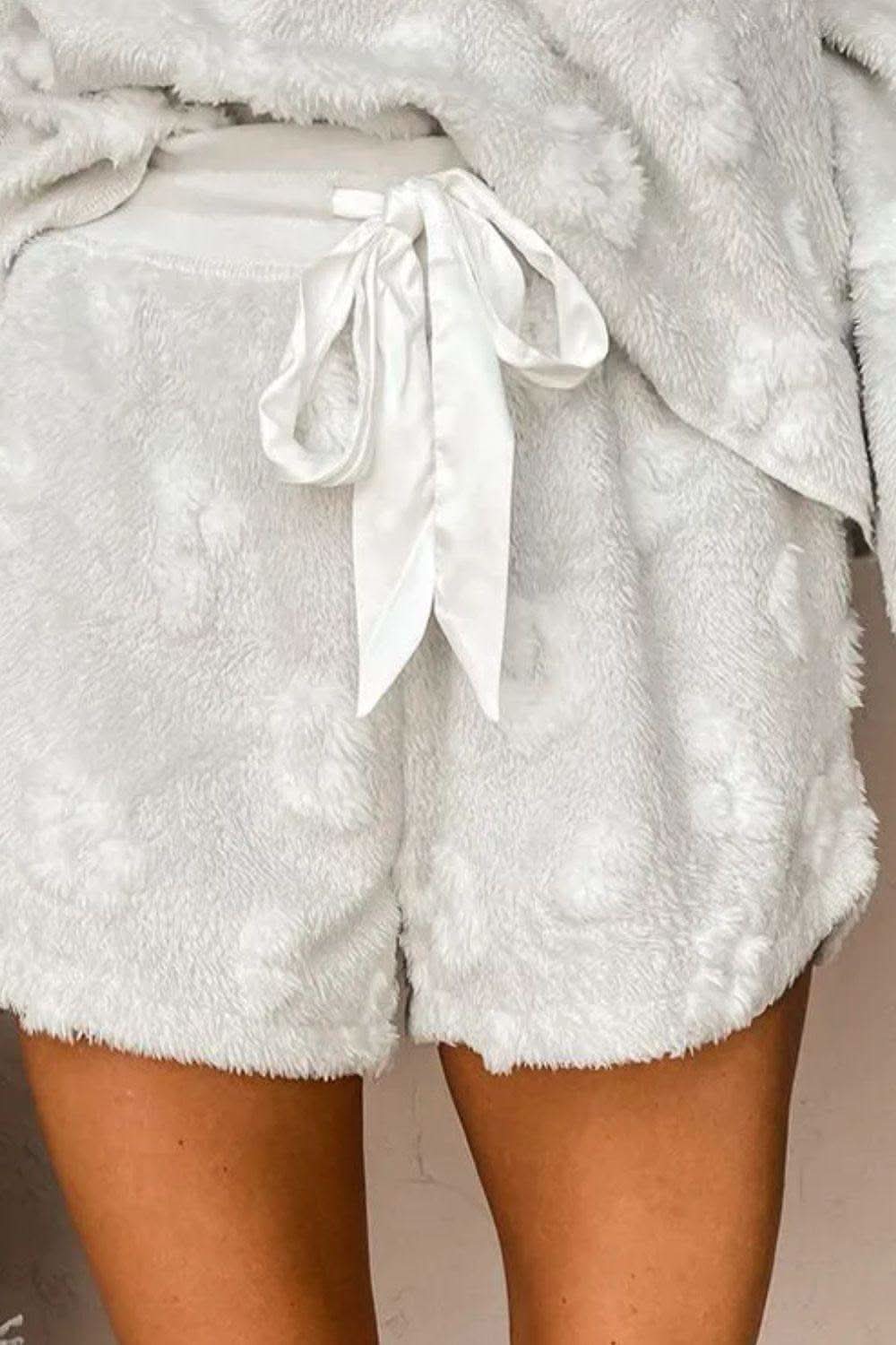 Round Neck Long Sleeve Top and Shorts Lounge Set - SwagglyLife Home & Fashion