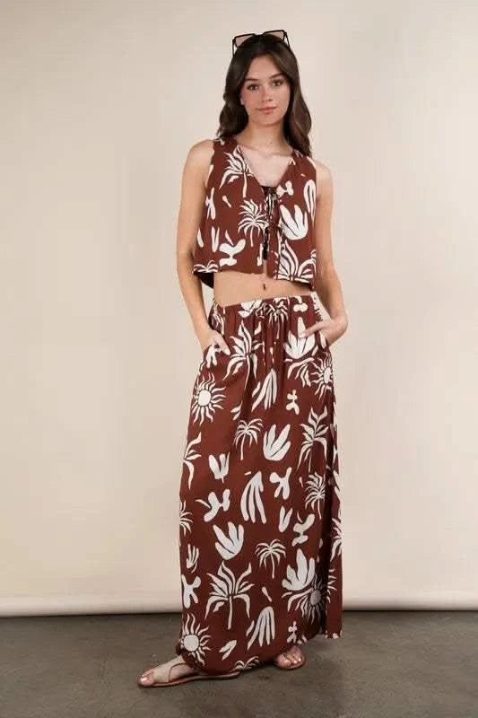 VERY J Printed Resort Midi Skirt - SwagglyLife Home & Fashion