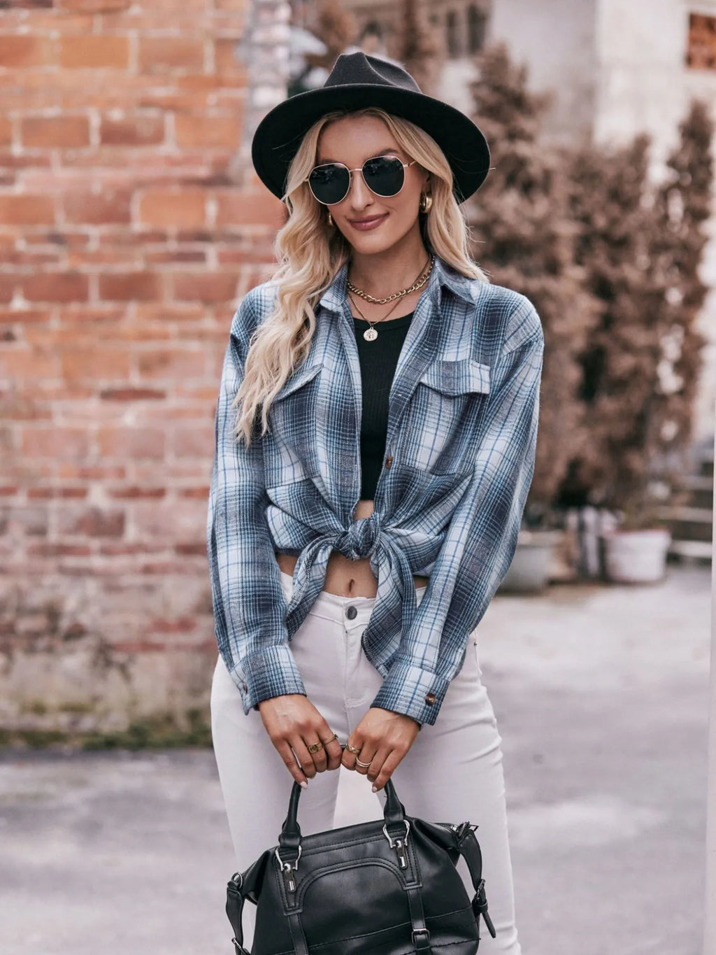Plaid Button-Down Long Sleeve Shirt in - photo