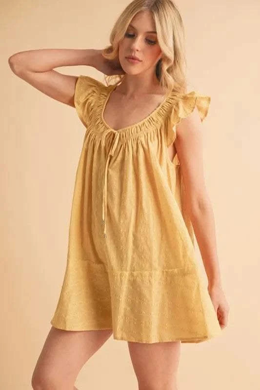 Aemi+Co Ruffled Cap Sleeve Cotton Tunic Mini Dress - SwagglyLife Home & Fashion Aemi+Co Ruffled Cap Sleeve Cotton Tunic Mini Dress - SwagglyLife Home & Fashion