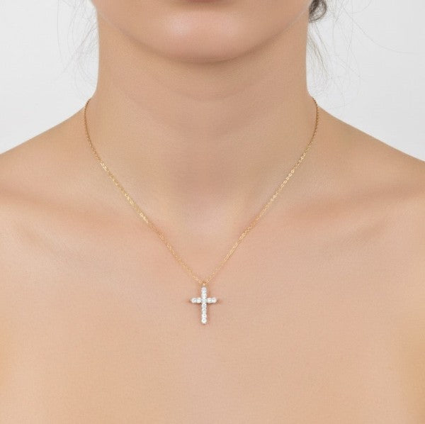 18K Gold Dipped Sterling Silver Dainty Cross Neckl in - photo