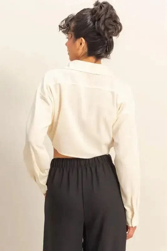 HYFVE Washed Tie Front Crop Top in - photo