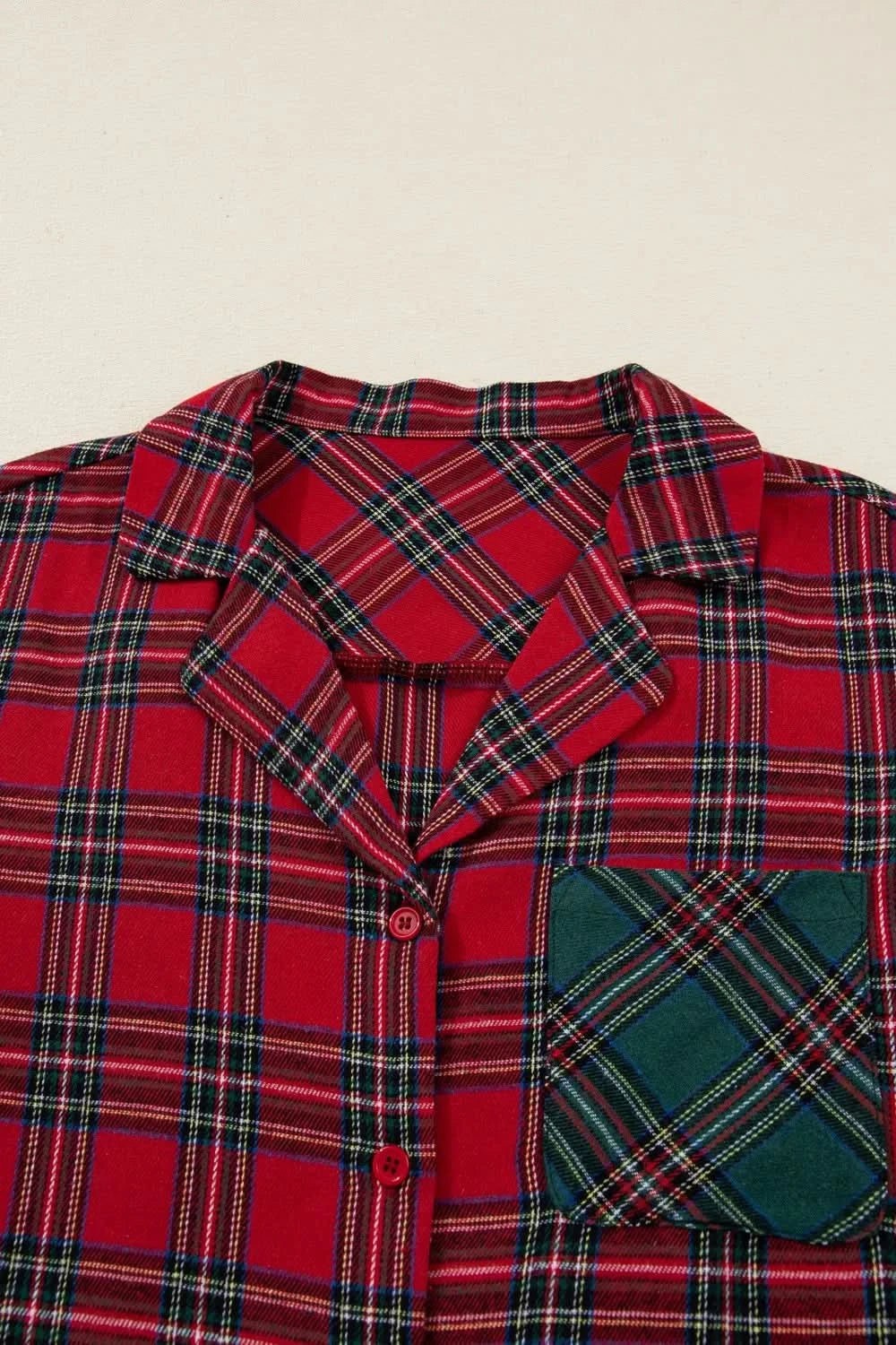 Plaid Patch Long Sleeve Holiday Pajama Set in - photo