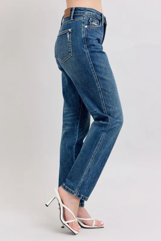Judy Blue Full Size High Waisted Rigid Magic Non-destroy Straight Leg Jeans Plus Size - SwagglyLife Home & Fashion