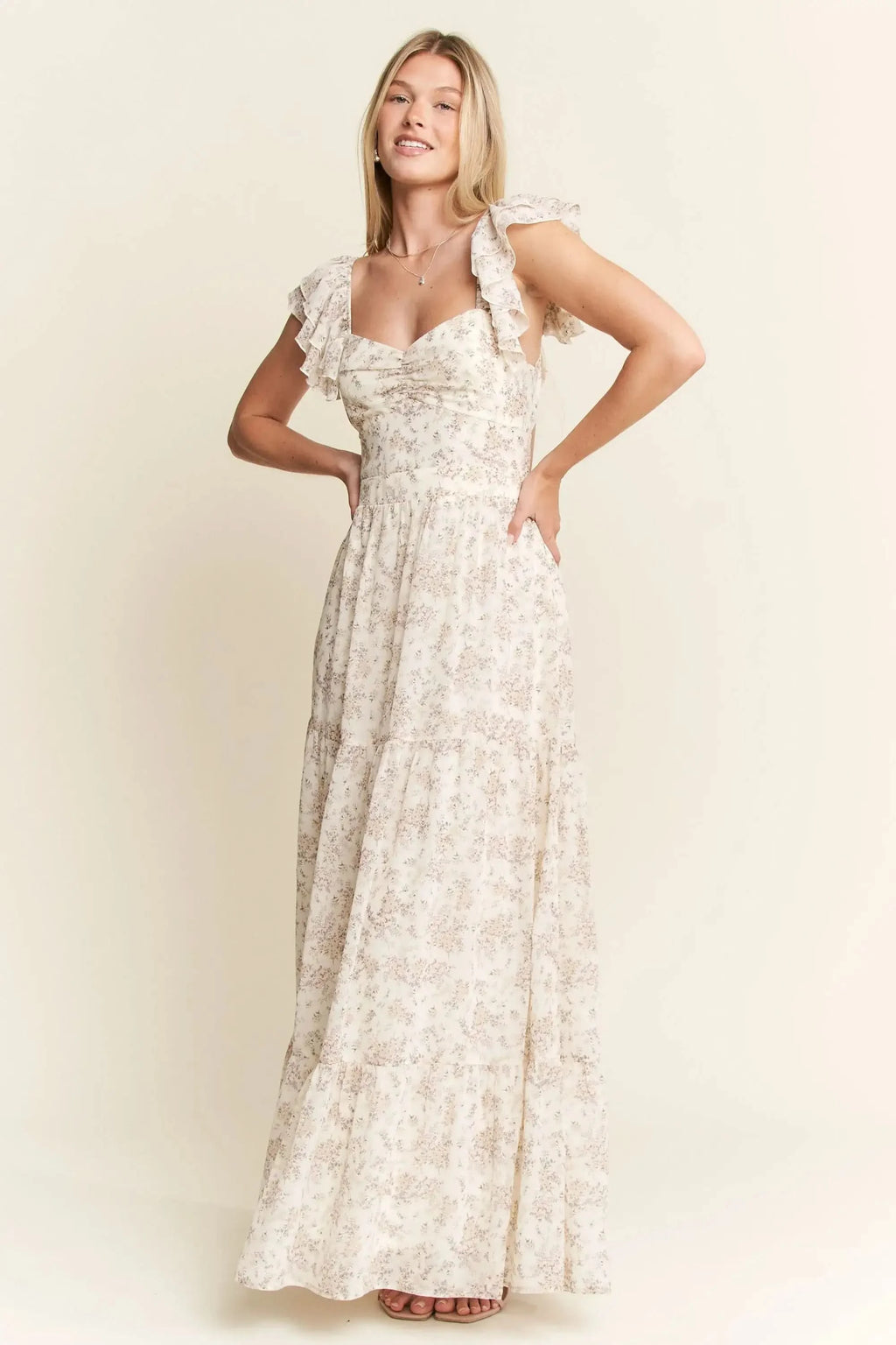 Jade By Jane Full Size Ruffle Sleeve Tiered Maxi Dress Plus Size in - photo