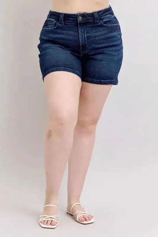 Judy Blue Full Size High Waist Back Flap Pocket Denim Shorts Plus Size in - photo