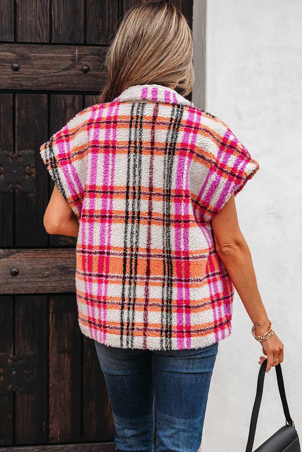 Molly Sherpa Plaid Jacket Vest in - Outerwear/Vests photo