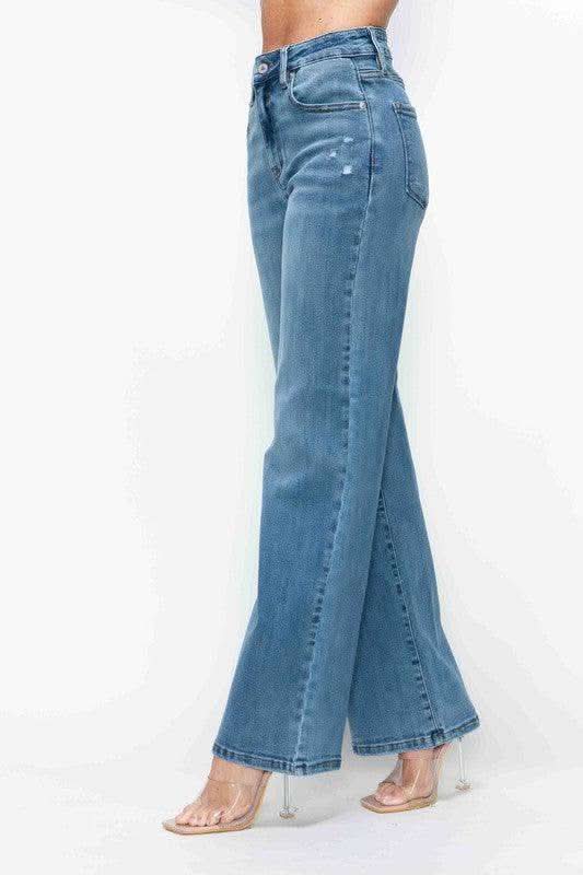 bytos Full Size High Rise Wide Leg Jeans with Pockets in - jeans photo