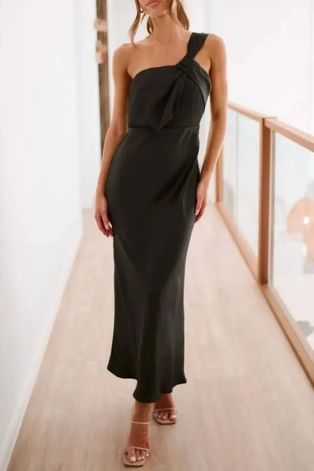 Single Shoulder Sleeveless Maxi Dress in - photo