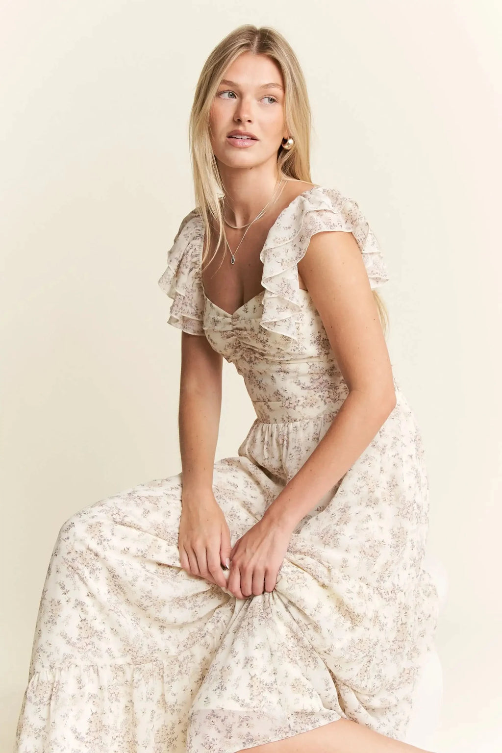 Jade By Jane Full Size Ruffle Sleeve Tiered Maxi Dress Plus Size in - photo