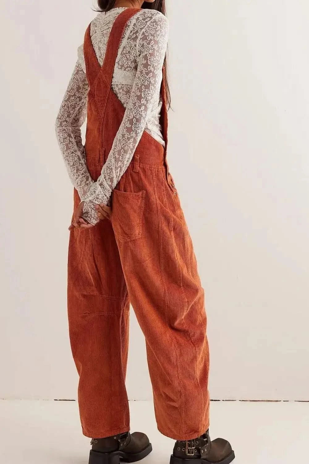 Corduroy Wide-Leg Overall with Adjustable Straps in - photo