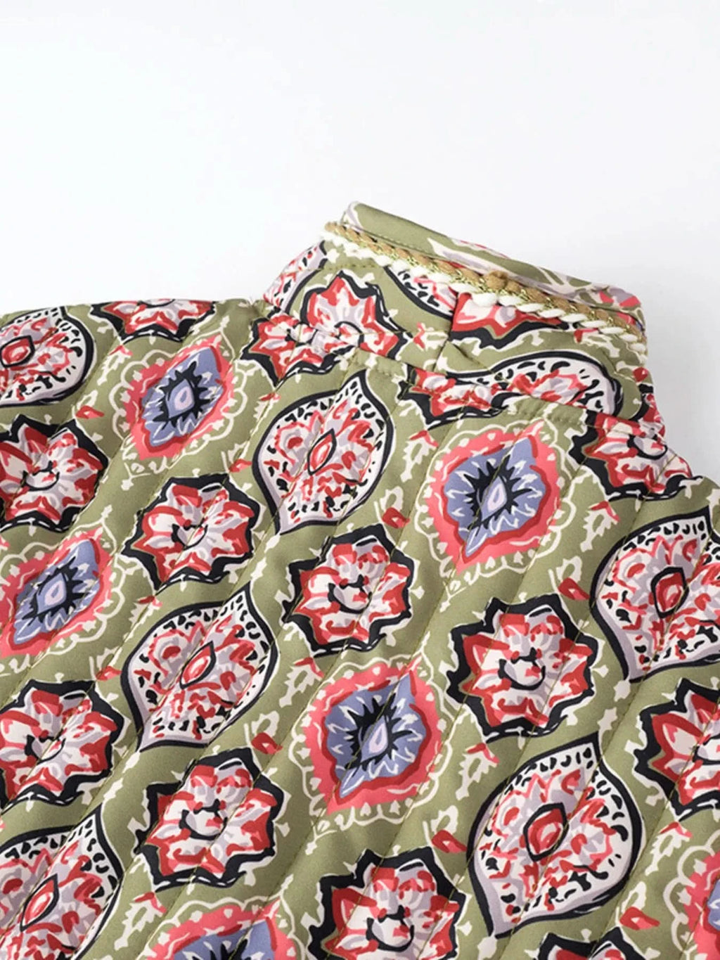 Belted Open Front Floral Winter Coat in - photo