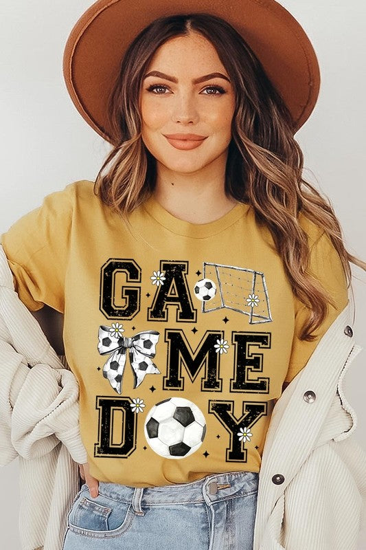 Soccer Game Day Graphic Plus Tee in MUSTARD - photo