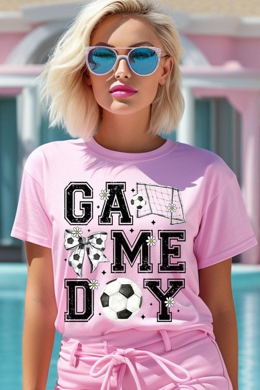 Soccer Game Day Graphic Plus Tee in PINK - photo