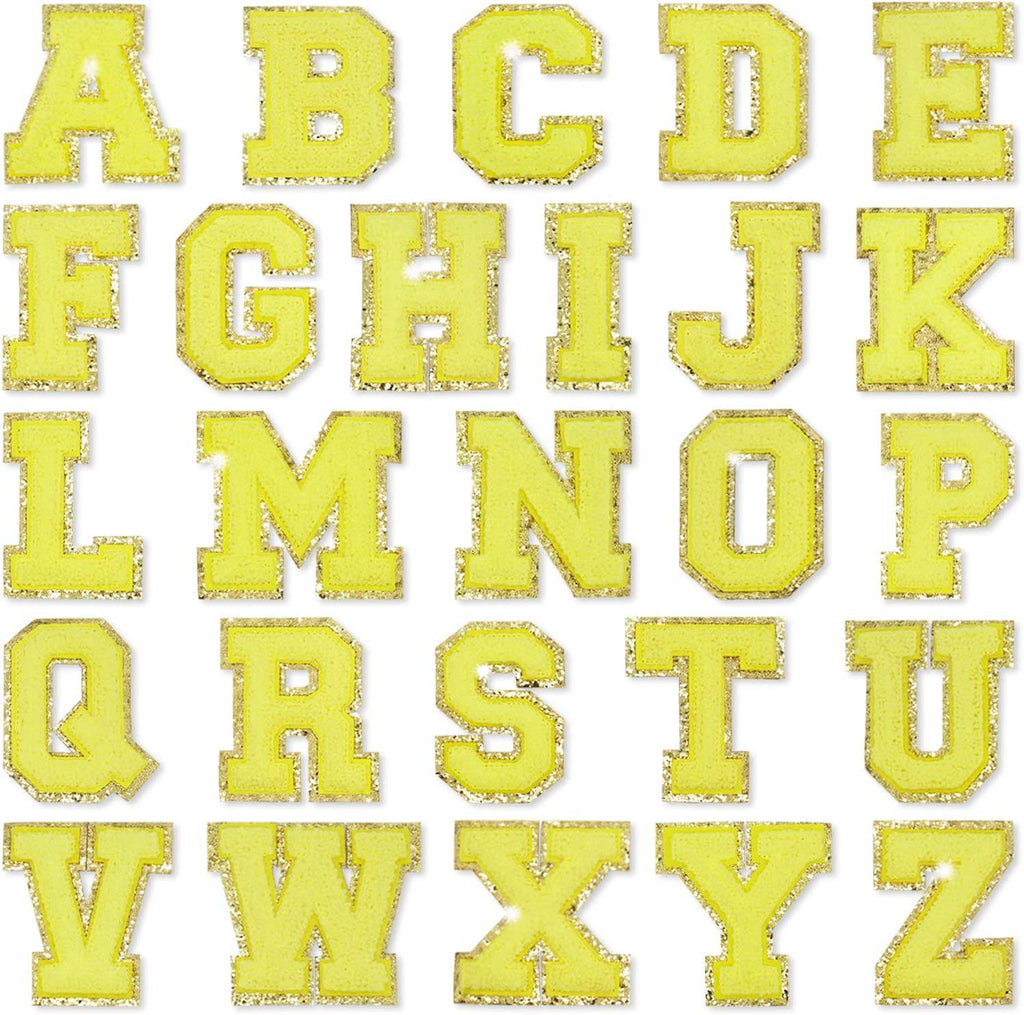 Yellow Self Adhesive Chenille Letters Patches in - photo