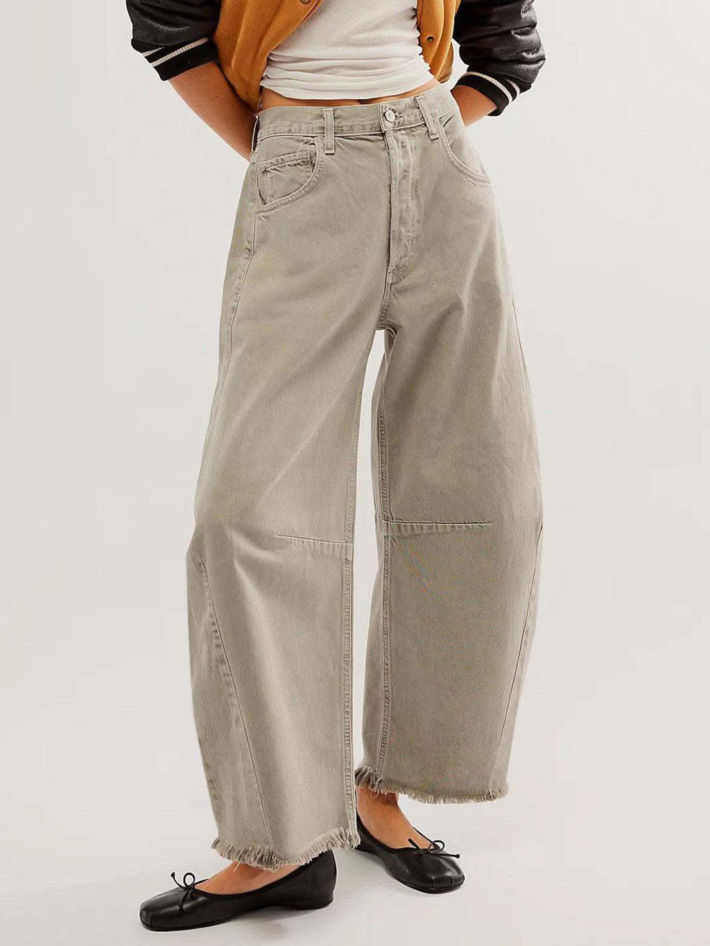 Raw Hem Wide Leg Jeans with Pockets - SwagglyLife Home & Fashion