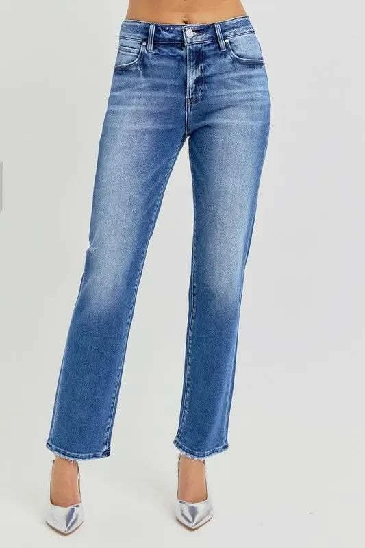 RISEN Mid Rise Ankle Tapered Jeans in - photo