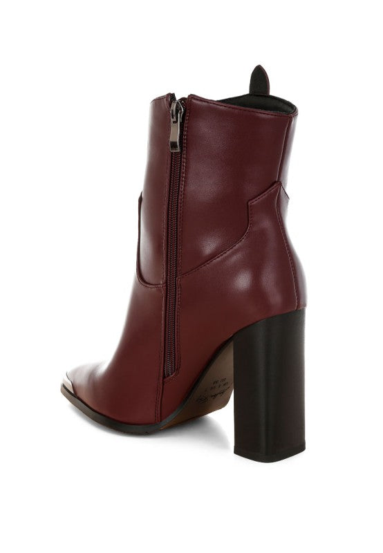 Hatter Pointed Toe Faux Leather Boots in - photo