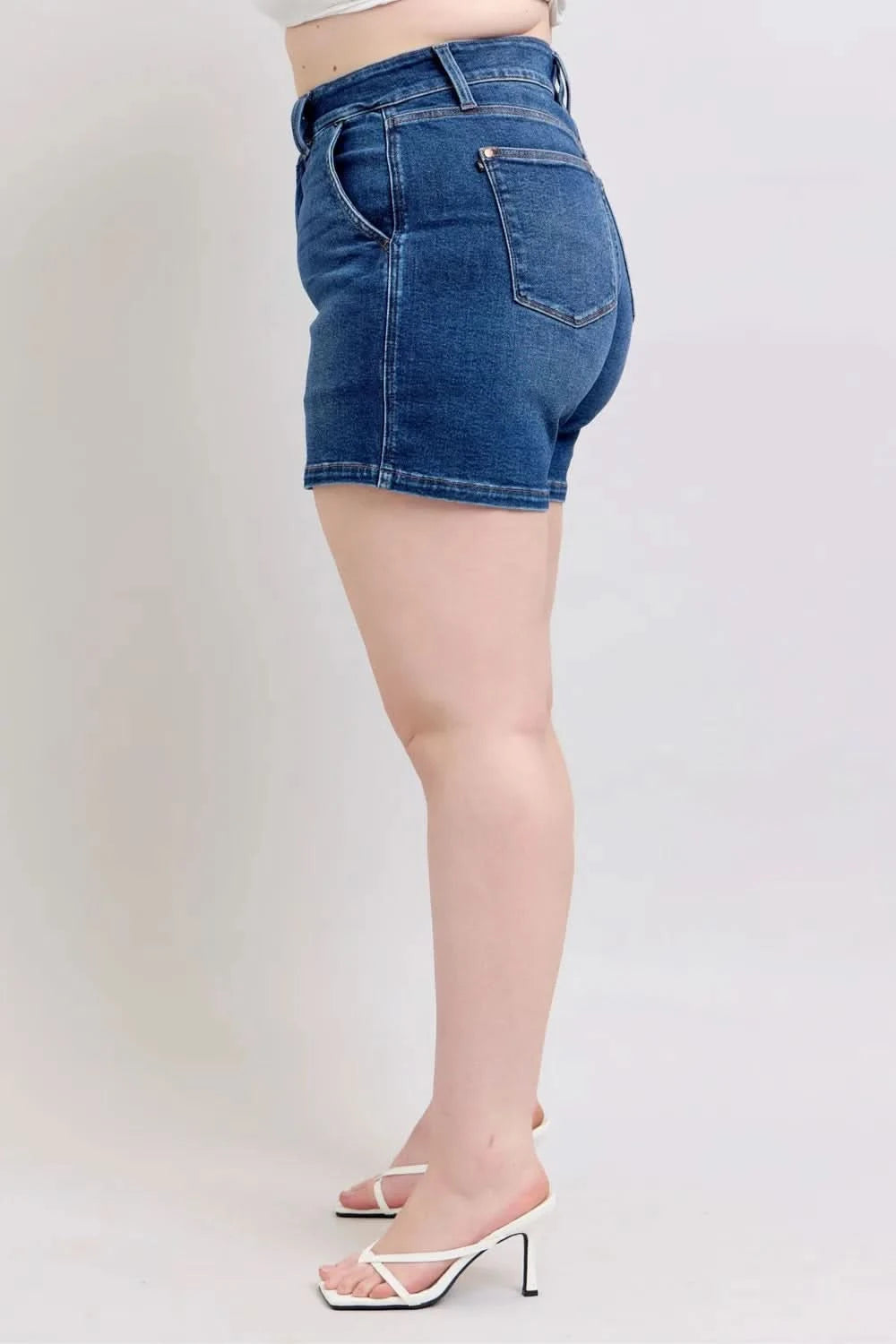 Judy Blue Full Size Double Button Waistband Denim Shorts Plus Size in - photo