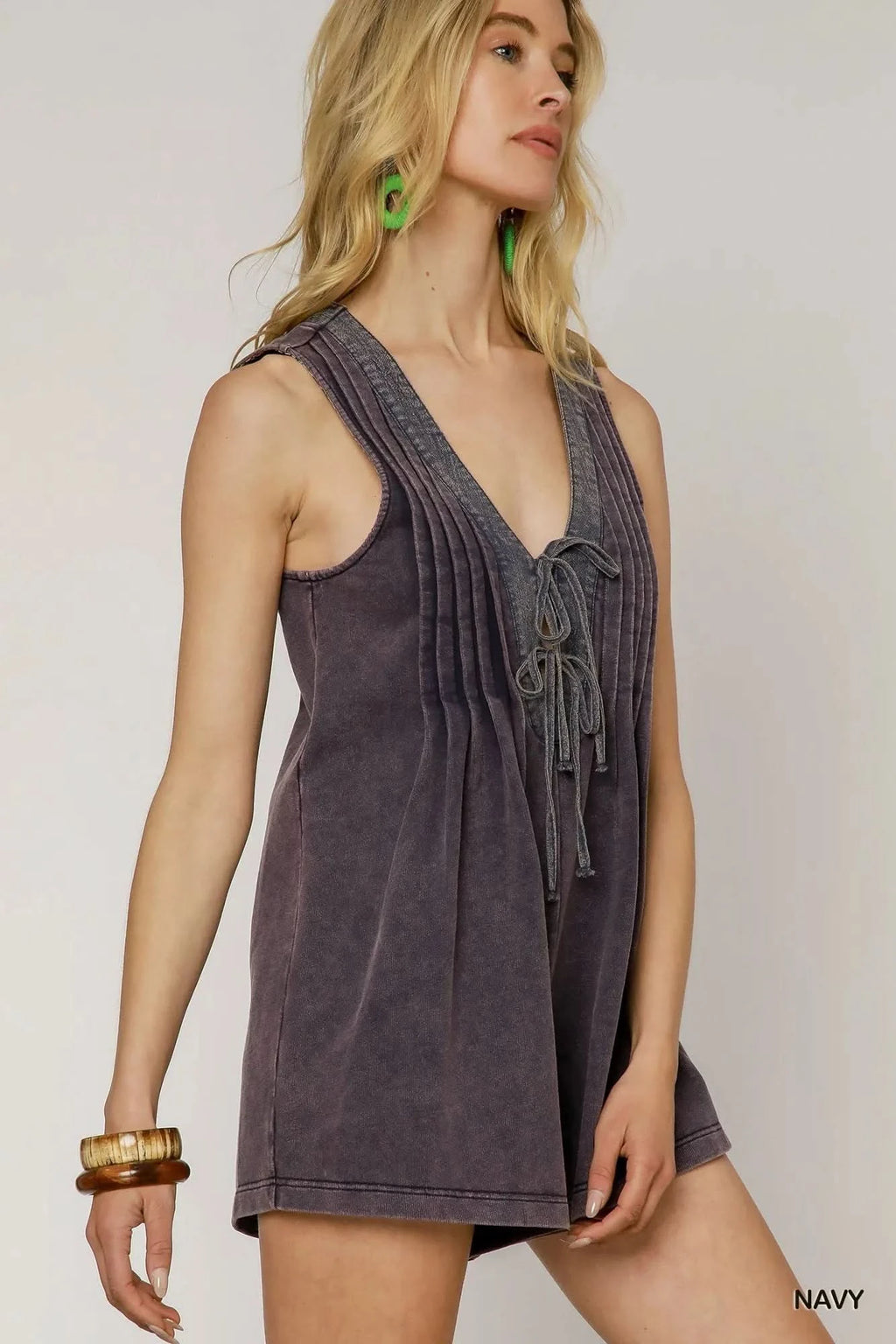 Umgee Tie Front Sleeveless Romper - SwagglyLife Home & Fashion