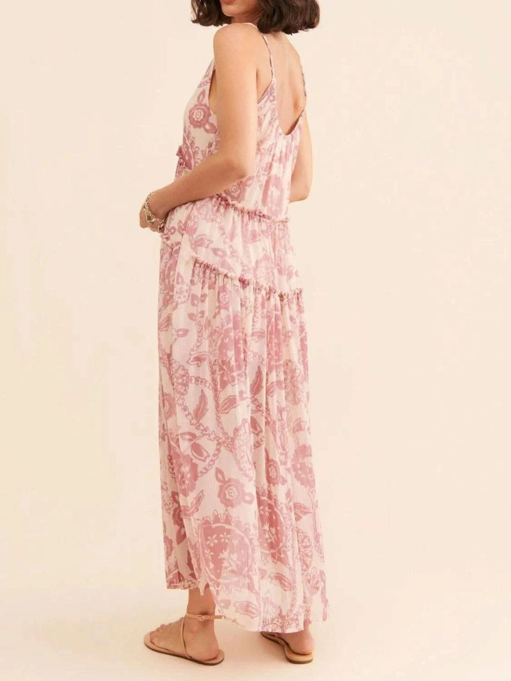 Printed V-Neck Sleeveless Dress - SwagglyLife Home & Fashion