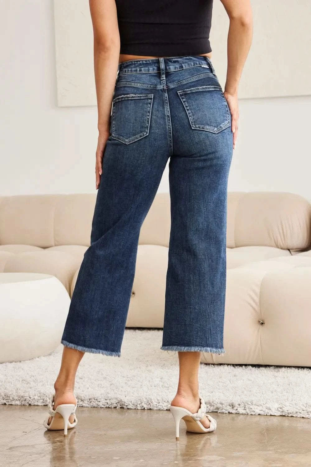 RFM Full Size Tummy Control High Waist Raw Hem Jeans in - photo