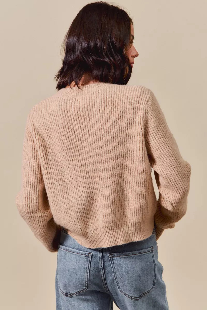 SO ME Checkered Plaid Tape Lace Up Ribbed Sweater in - photo