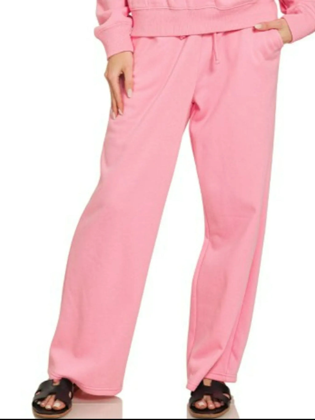 Zenana Fleece Long Sleeve Top and Sweatpants Set in - photo