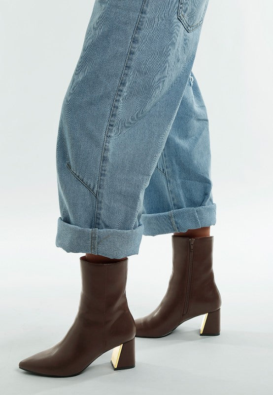 Kaira Metallic Accent Heel High Ankle Boots in - photo