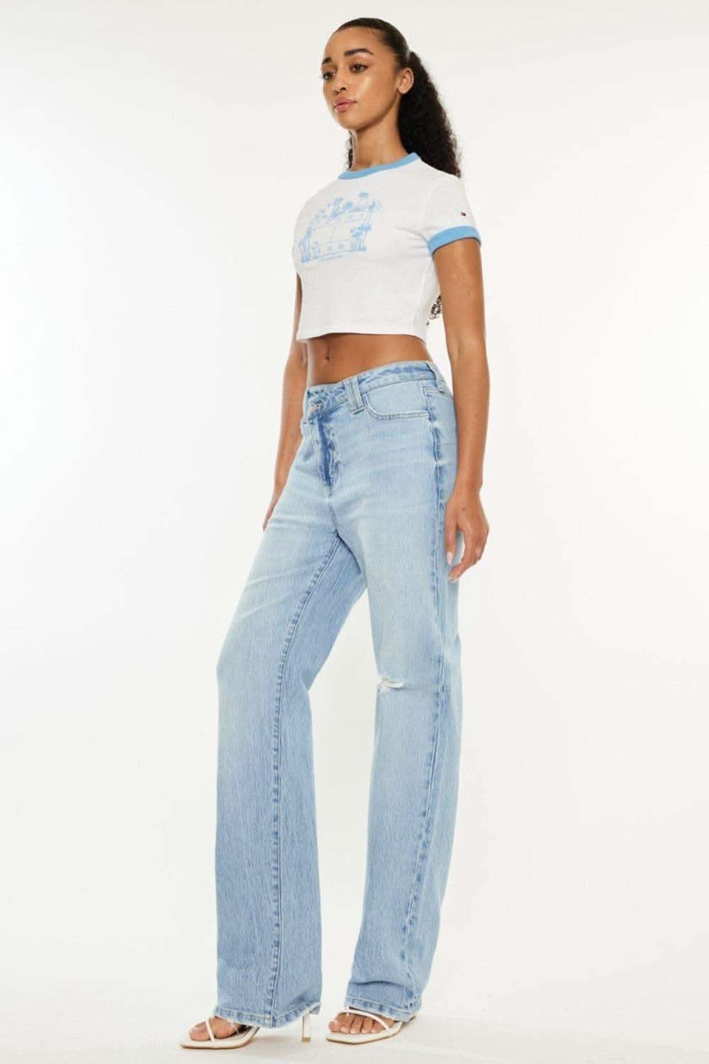 Kancan Distressed High Waist Straight Jeans in - photo