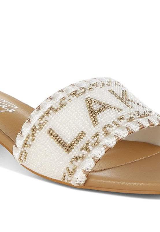 Vacay Babe Lake Como Beaded Slip-On Heels in - photo