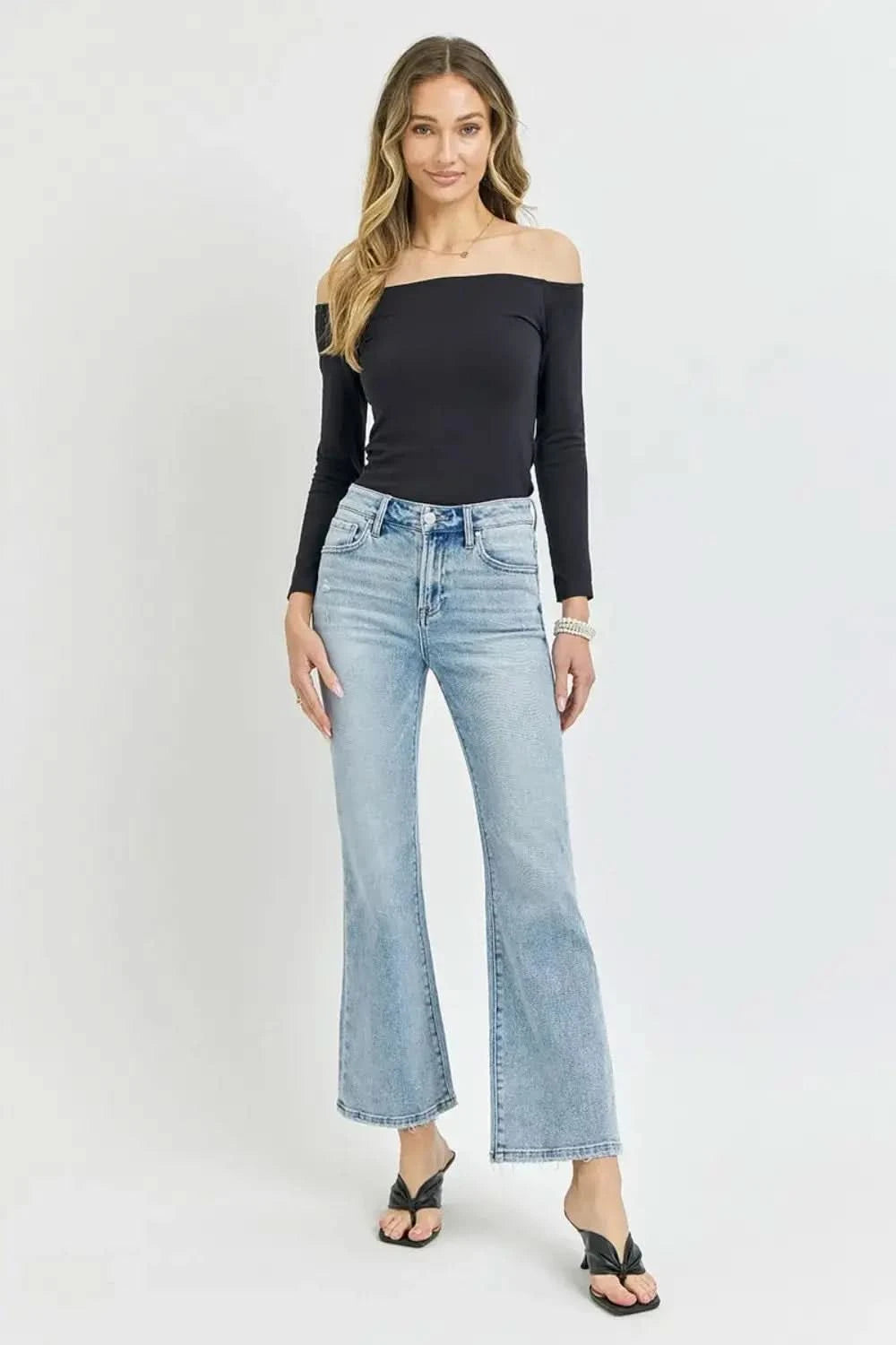 RISEN Full Size High Rise Ankle Flare Jeans in - photo