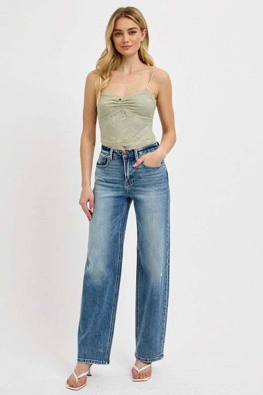 RISEN Full Size Distressed Wide Leg Jeans Plus Size - SwagglyLife Home & Fashion