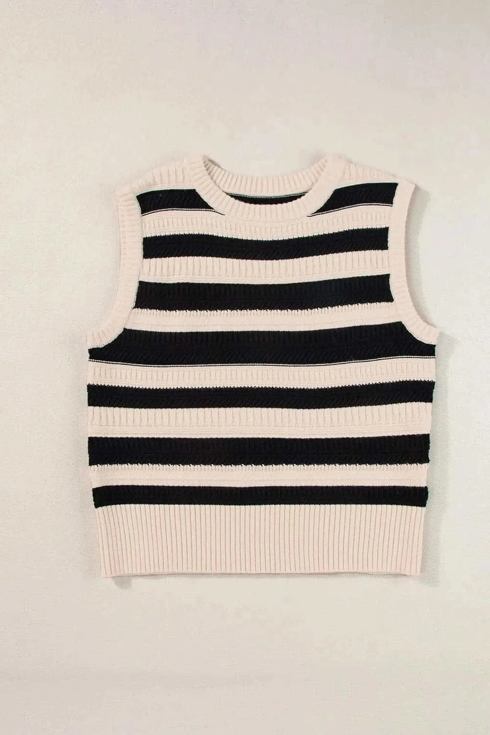 Color Block Round Neck Sweater Vest - SwagglyLife Home & Fashion