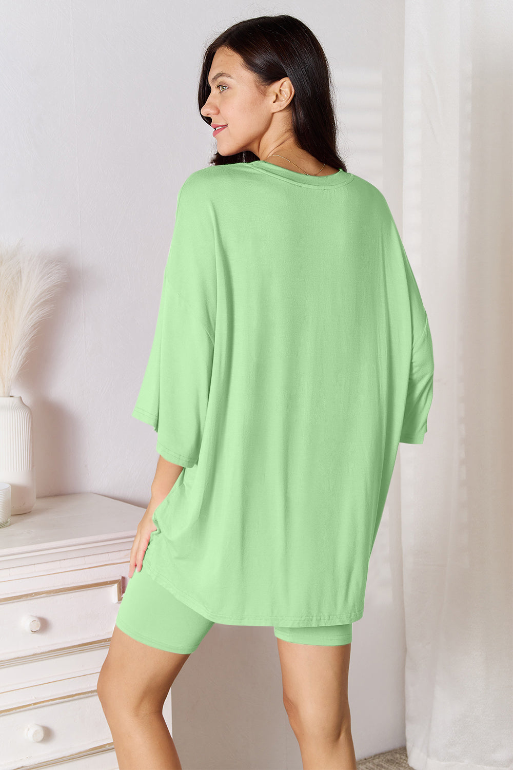 Basic Bae Full Size Soft Rayon Three-Quarter Sleeve Top and Shorts Set in - Sets photo