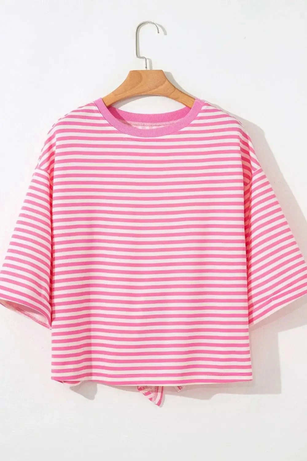 Striped Tie-Back Blouse with Cutout Detail in - photo