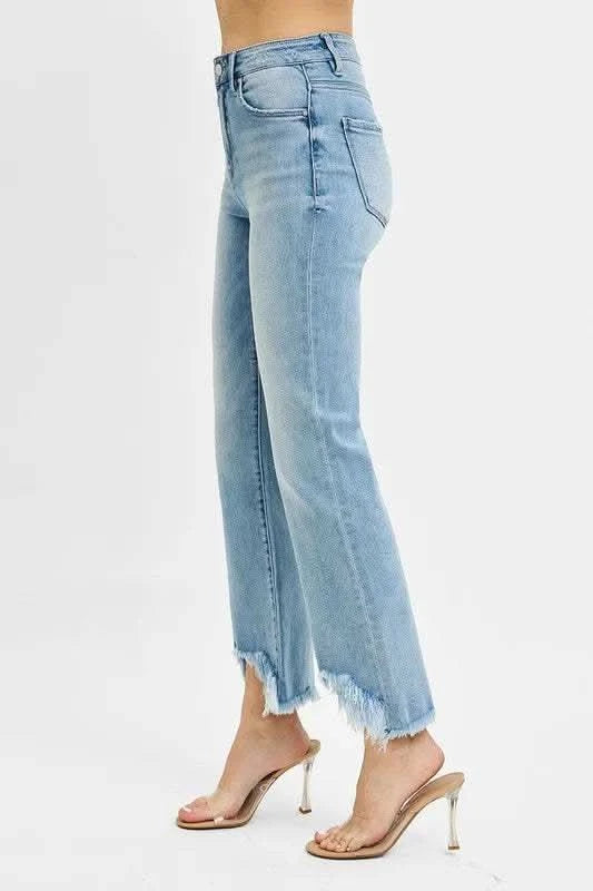 RISEN Full Size High Rise Crop Bootcut Fray Hem Jeans Plus Size in - photo