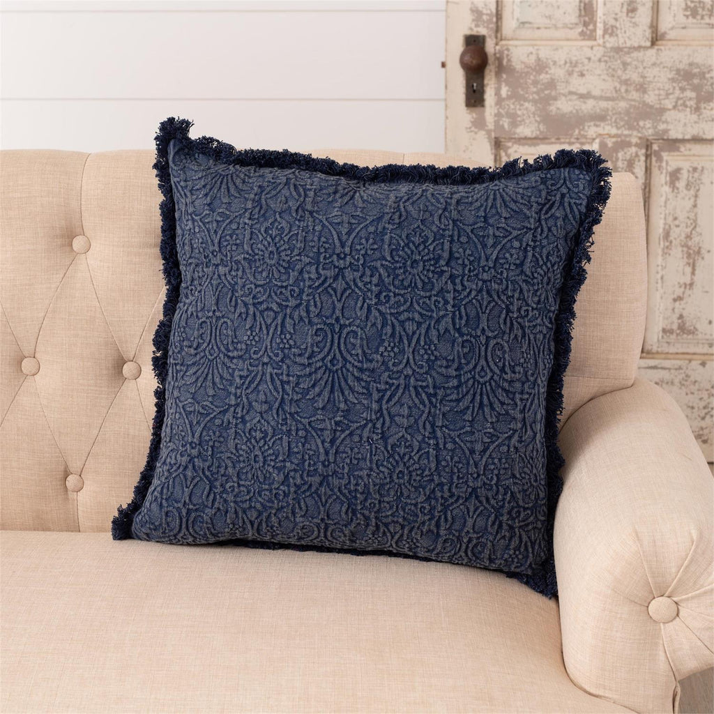 Blue Indigo Matelassé Medallion Throw Pillow in - Pillows photo
