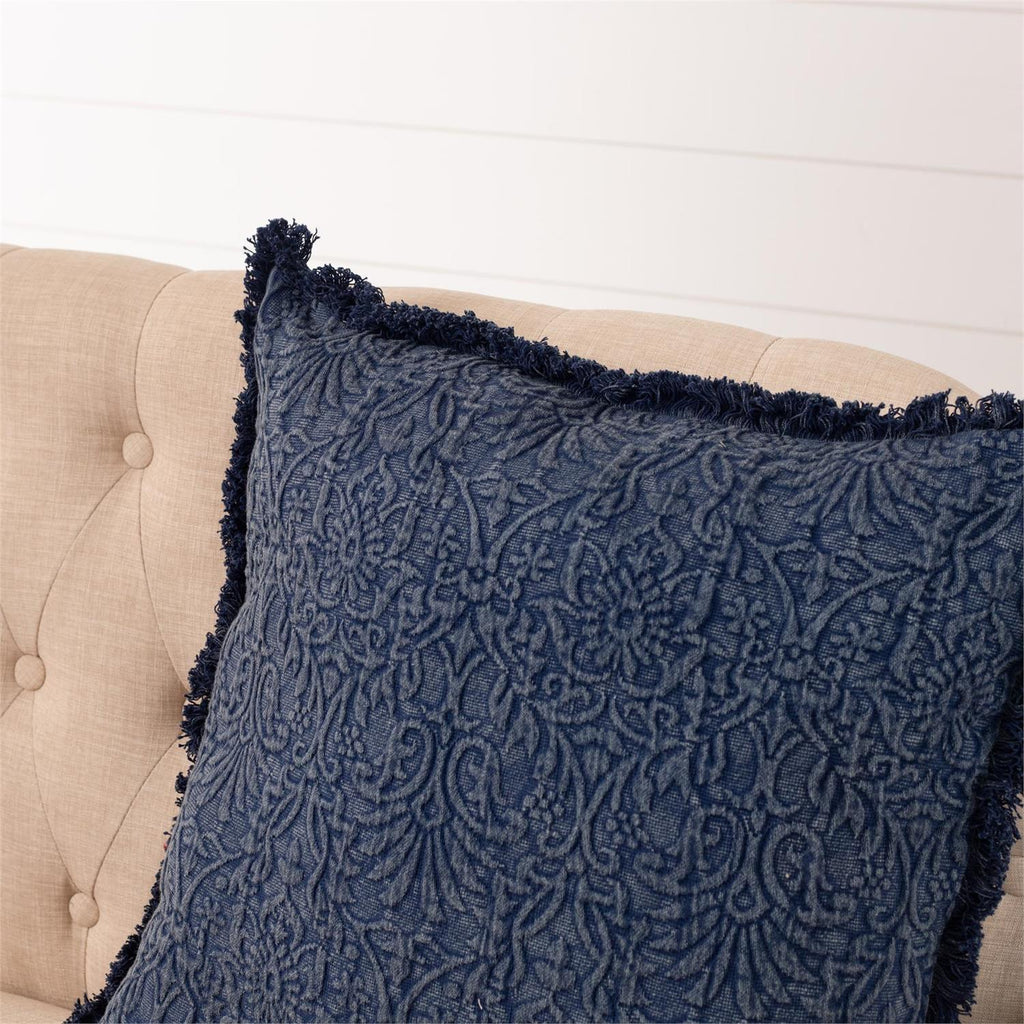 Blue Indigo Matelassé Medallion Throw Pillow in - Pillows photo