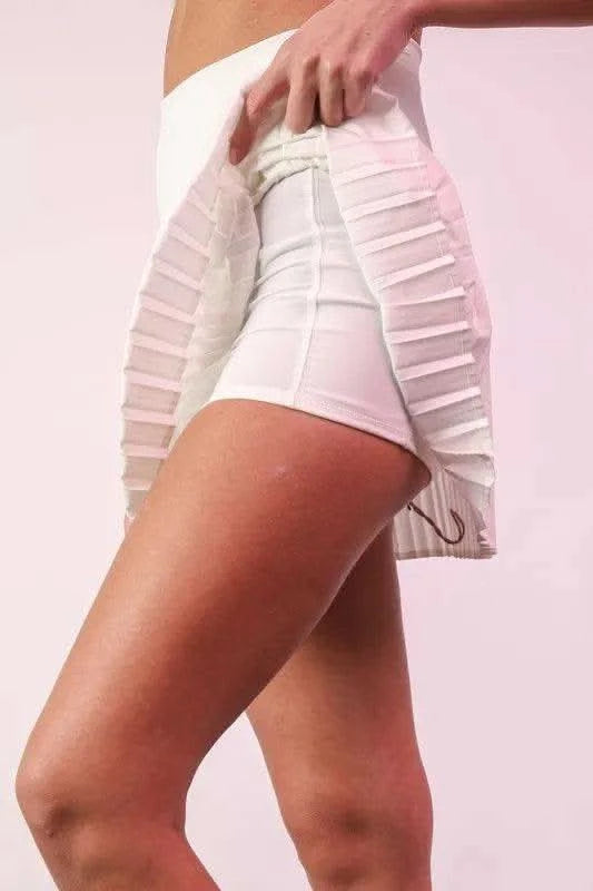 VERY J Pleated Activewear Skirt with Shorts Inside - SwagglyLife Home & Fashion VERY J Pleated Activewear Skirt with Shorts Inside - SwagglyLife Home & Fashion