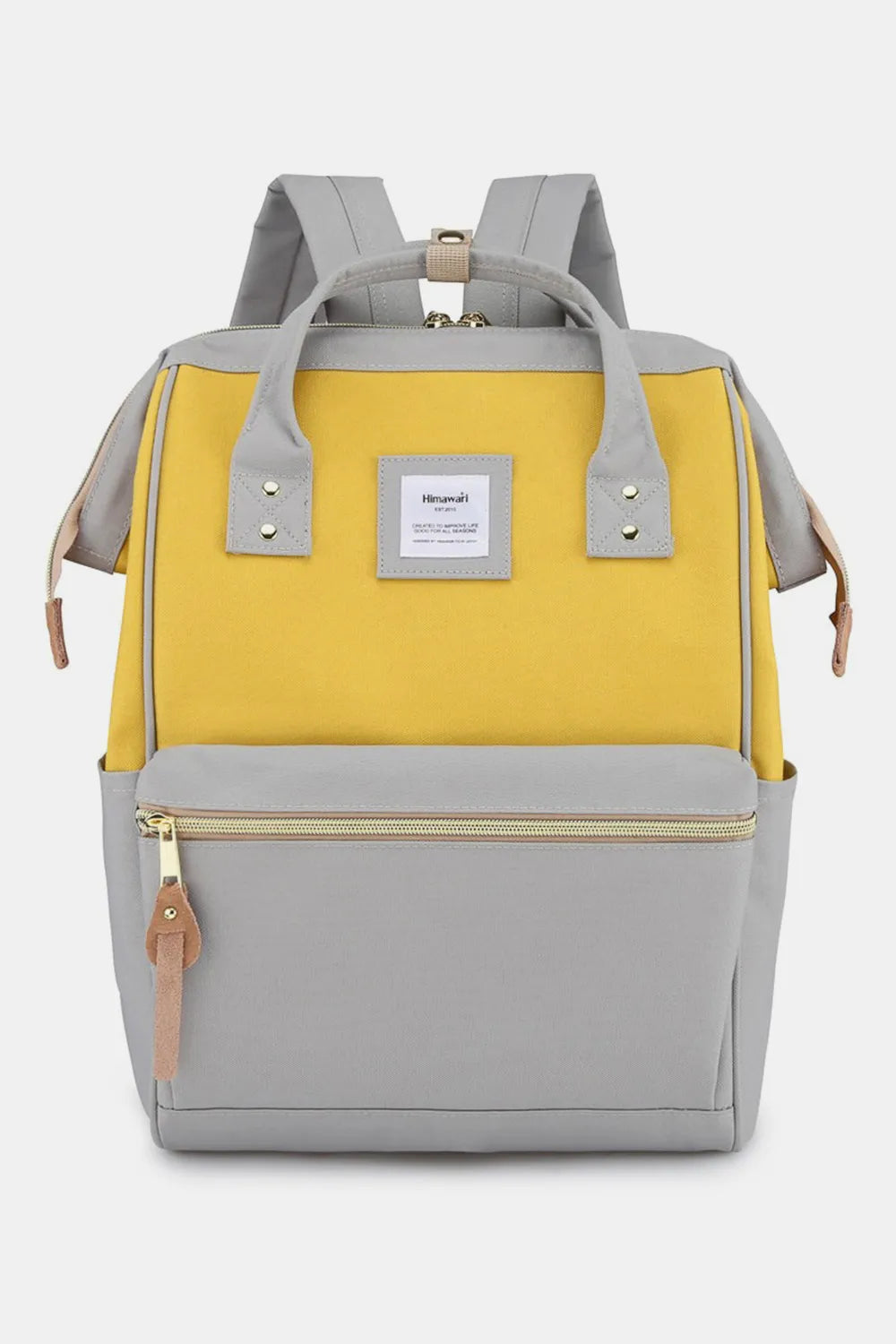 Himawari Waterproof Canvas Backpack Bag with Side Pockets in Lemon Grey One Size - photo