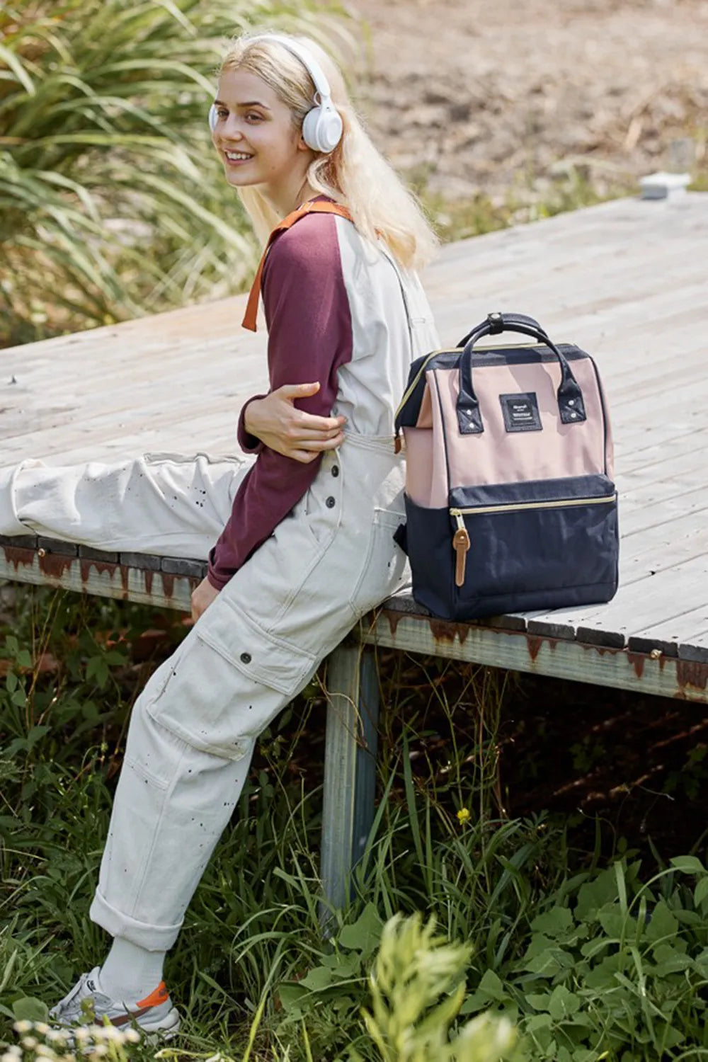 Himawari Waterproof Canvas Backpack Bag with Side Pockets in - photo