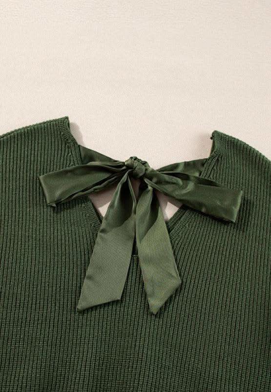 Tied Back V-Neck Long Sleeve Sweater in - sweaters photo