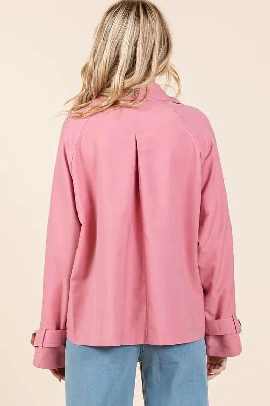 Mittoshop Double Breasted Long Sleeve Trench Coat Jacket in - photo