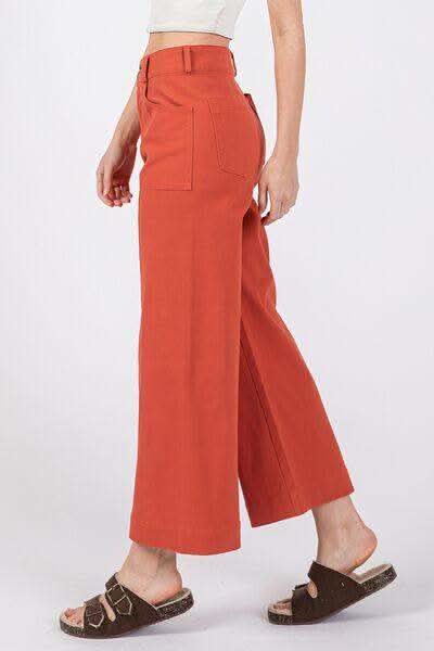 SAGE + FIG Wide Leg Cropped Pants - SwagglyLife Home & Fashion