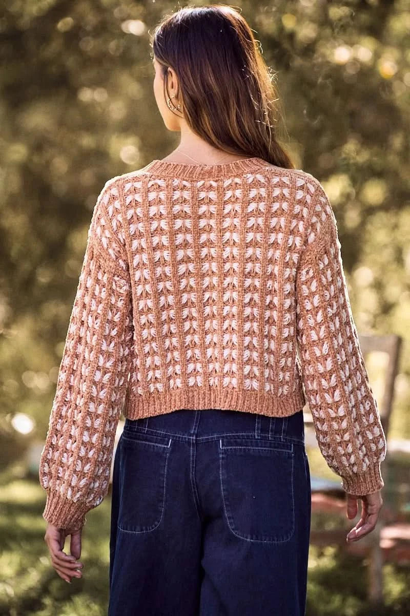 SO ME Soft Chenille Yarn Textur Button Sweater Cardigan in - photo