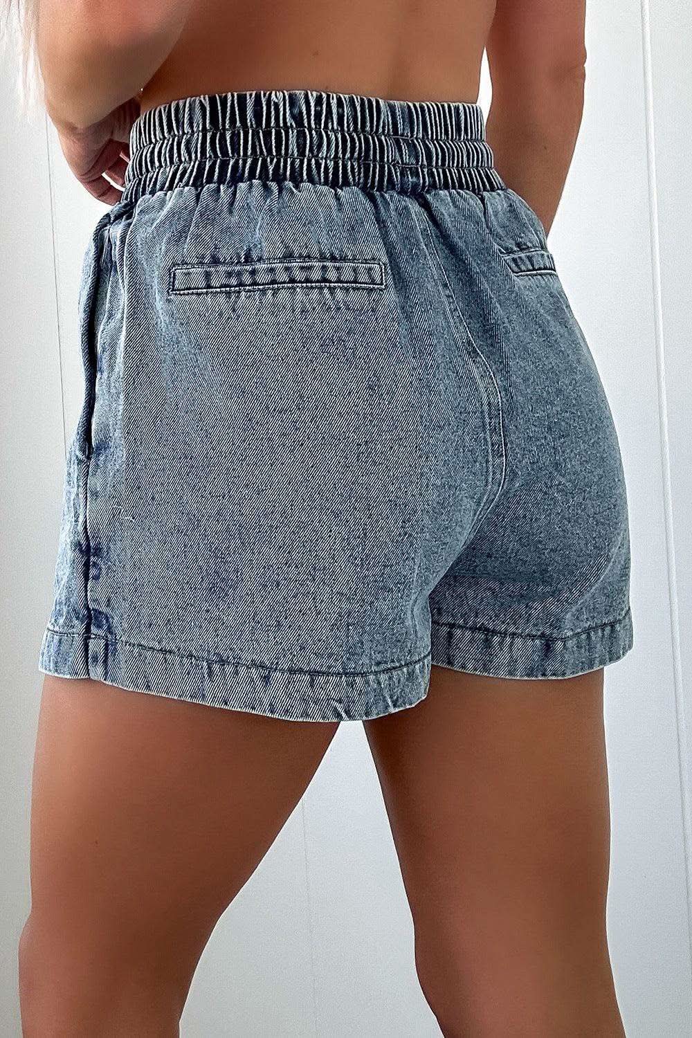 Drawstring High Waist Pocketed Denim Shorts - SwagglyLife Home & Fashion