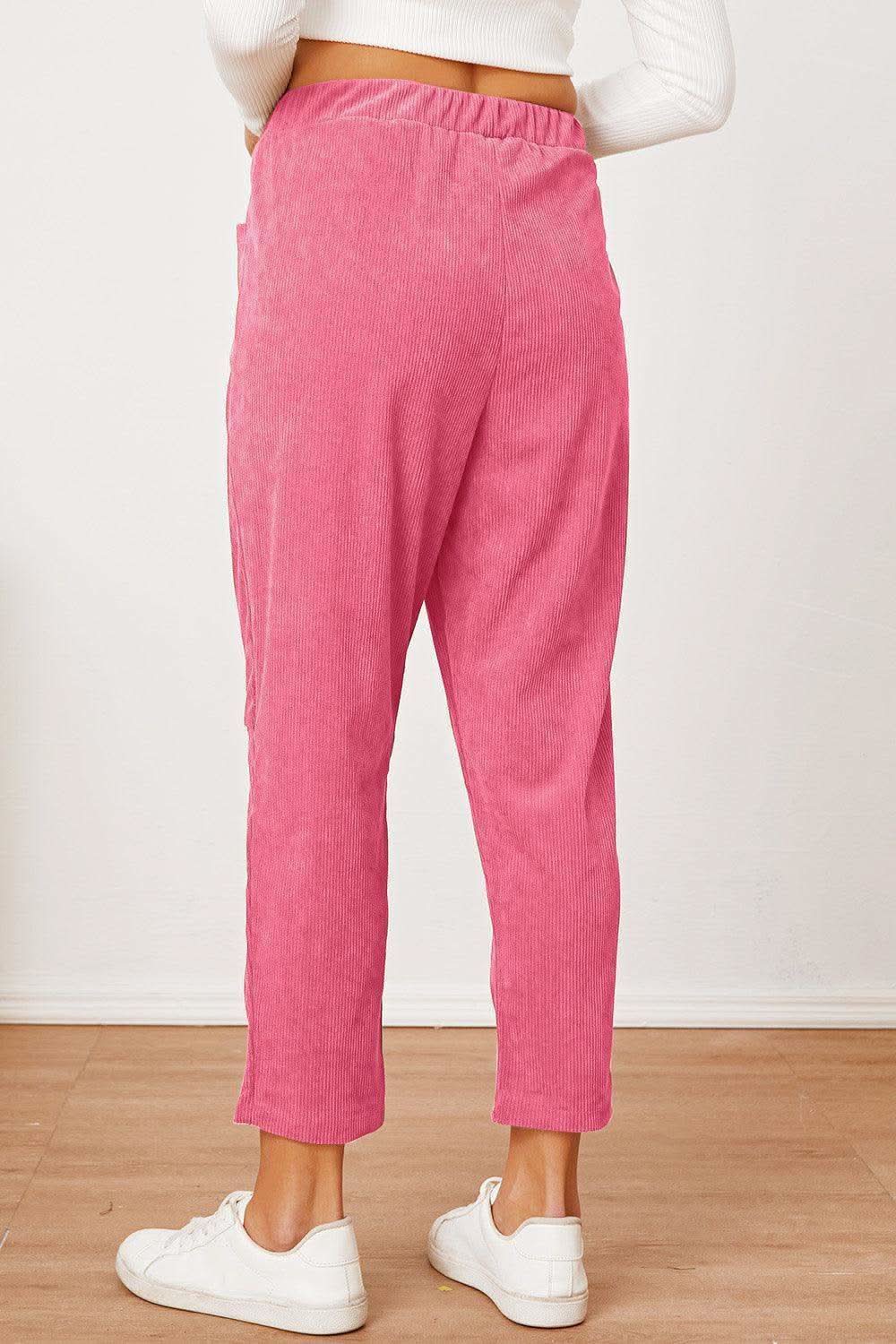 Pocketed Elastic Waist Pants - SwagglyLife Home & Fashion