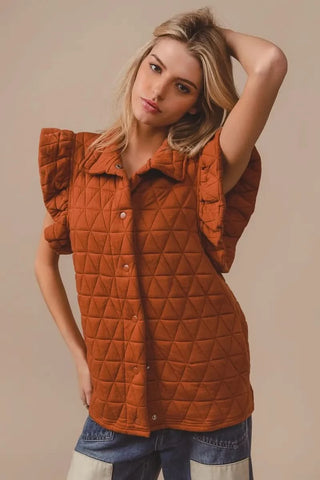 BiBi Quilting Knit Ruffle Sleeve Vest - SwagglyLife Home & Fashion BiBi Quilting Knit Ruffle Sleeve Vest - SwagglyLife Home & Fashion