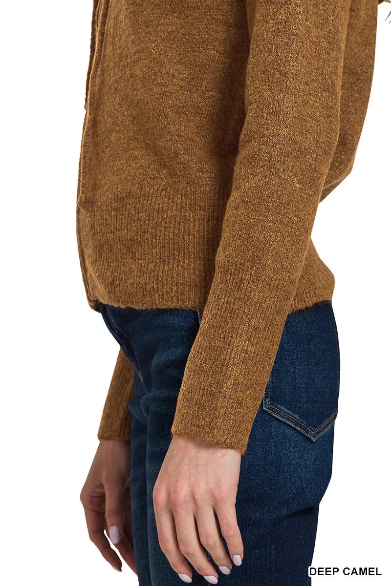 Zenana Drawstring Zip Up Hooded Cardigan in - photo